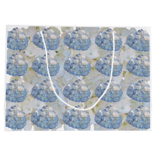 Grand Sac Cadeau Bleu et blanc Elegant Hydrangeas (Dos)