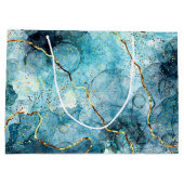 Grand Sac Cadeau Bleu et doré marbre (Dos)