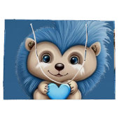 Grand Sac Cadeau Bleu Fluffy adorable (Dos)