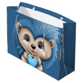 Grand Sac Cadeau Bleu Fluffy adorable (Dos Angle)