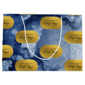 Grand Sac Cadeau Bleu Gold Foil Crystals de mer Script de signature (Dos)