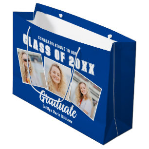 Grand Sac Cadeau Bleu Graduation Photo Collage 2025 Graduate