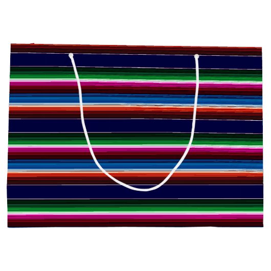 Grand Sac Cadeau Bleu, Orange, Rose Chaud, Vert, Sarape Mexicaine (Dos)