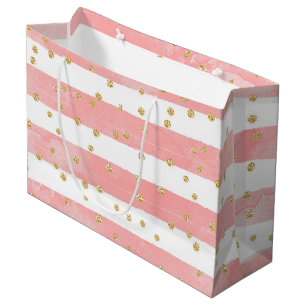 Grand Sac Cadeau Bleu rose Faux Gold Confetti