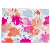 Grand Sac Cadeau Bleu rose orange Abstrait Peinture (Dos)
