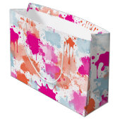 Grand Sac Cadeau Bleu rose orange Abstrait Peinture (Dos Angle)