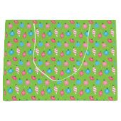 Grand Sac Cadeau Bleu rose vert Ornements Couleurs vives Noël (Devant)