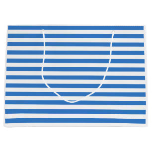 Grand Sac Cadeau Bleu tendance Blancs rayé Modèle moderne Design él