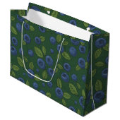 Grand Sac Cadeau Bleus sur vert foncé (Devant Angle)