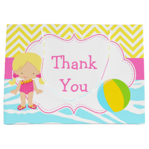 Grand Sac Cadeau Blonde Coiffure fille Pool Party Bash Merci