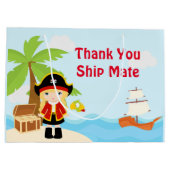 Grand Sac Cadeau Blonde mignonne fille pirate en rouge Anniversaire (Dos)
