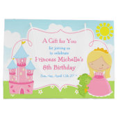 Grand Sac Cadeau Blonde Princesse et Dragon Merci (Dos)