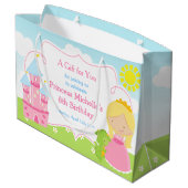 Grand Sac Cadeau Blonde Princesse et Dragon Merci (Dos Angle)