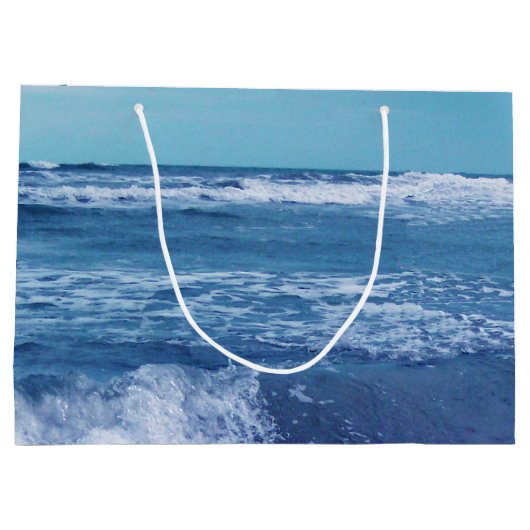 Grand Sac Cadeau Blue Atlantic Ocean Waves Nuages Sky Photographie (Dos)