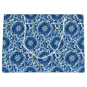 Grand Sac Cadeau Blue Chinese Floral Pattern