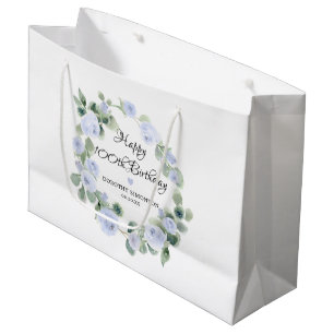 Grand Sac Cadeau Blue Floral Eucalyptus Wreath 100e anniversaire