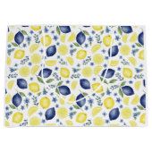 Grand Sac Cadeau Blue French Country Lemon Pattern (Devant)