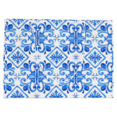 Grand Sac Cadeau Blue French Toile Pattern (Dos)