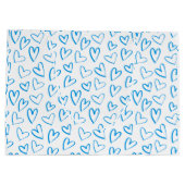 Grand Sac Cadeau Blue Heart Pattern Large Gift Bag (Dos)