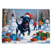 Grand Sac Cadeau Blue Heeler Noël Festive Scène de neige (Dos)