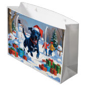 Grand Sac Cadeau Blue Heeler Noël Festive Scène de neige (Dos Angle)