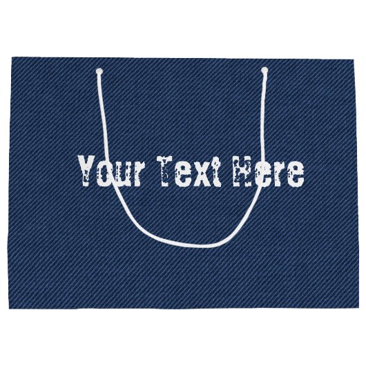 Grand Sac Cadeau Blue Jeans Fabric + Ajouter votre texte - Personna (Dos)
