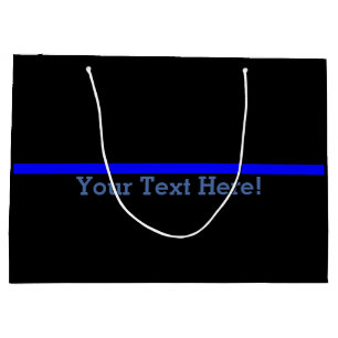 Grand Sac Cadeau Blue Line mince symbolique votre texte sur le noir