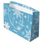 Grand Sac Cadeau Blue Modern Custom Nom Noël Fête neige (Dos Angle)