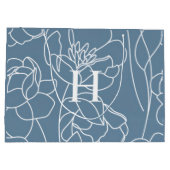 Grand Sac Cadeau Blue Modern Wildflower Monogram Name (Dos)