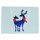 Grand Sac Cadeau Blue Nordic Christmas Reindeer Pair (Dos)
