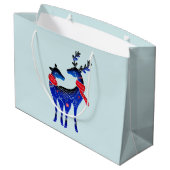 Grand Sac Cadeau Blue Nordic Christmas Reindeer Pair (Dos Angle)