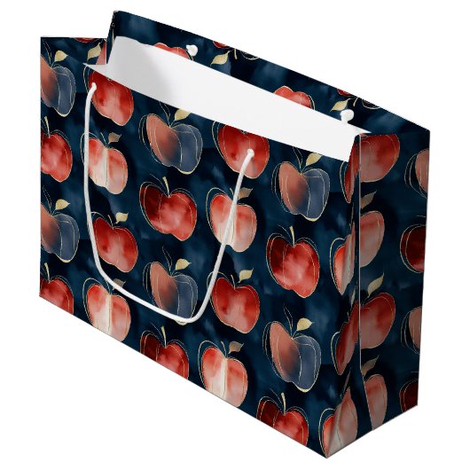 Grand Sac Cadeau Blue Red Apples  (Devant Angle)