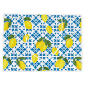 Grand Sac Cadeau Blue Tile French Country Lemon Pattern (Dos)