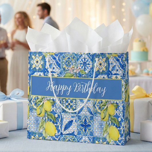 Grand Sac Cadeau Blue Tile French Country Lemon Pattern Name