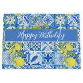 Grand Sac Cadeau Blue Tile French Country Lemon Pattern Name (Devant)