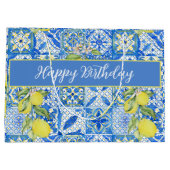Grand Sac Cadeau Blue Tile French Country Lemon Pattern Name (Dos)