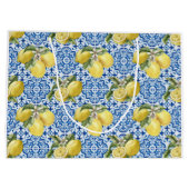 Grand Sac Cadeau Blue White Lemon Tile Mediterranean Pattern (Dos)