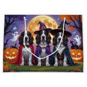 Grand Sac Cadeau Bluetick Coonhound Chiens Citrouille Halloween Fun (Devant)