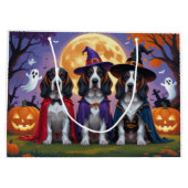 Grand Sac Cadeau Bluetick Coonhound Chiens Citrouille Halloween Fun (Dos)