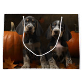 Grand Sac Cadeau Bluetick Coonhound Chiot Automne Citrouille de pla (Devant)