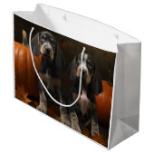 Grand Sac Cadeau Bluetick Coonhound Chiot Automne Citrouille de pla (Dos Angle)