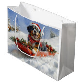Grand Sac Cadeau Bluetick Coonhound Dog dans Sledge Noël (Devant Angle)