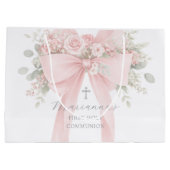 Grand Sac Cadeau Blush Pink Bow Floral First Holy Communion (Dos)