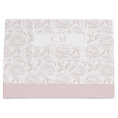 Grand Sac Cadeau Blush Pink Chinoiserie Peonies Monogram (Devant)