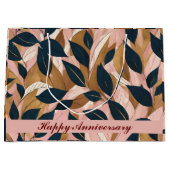 Grand Sac Cadeau Blush Pink Gold Boho Collection Feuille tendance (Devant)