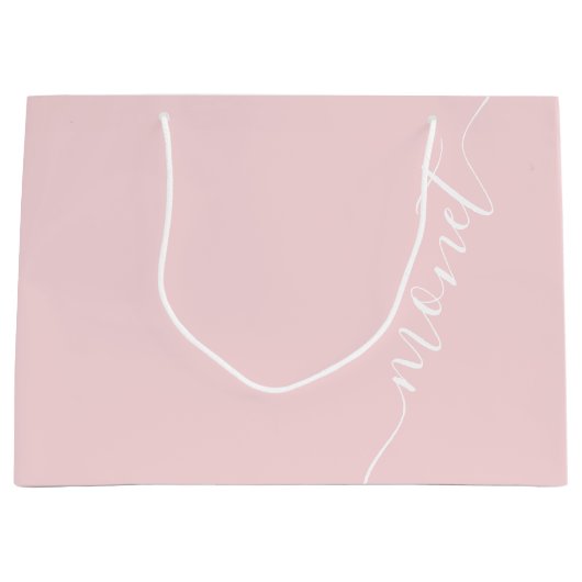 Grand Sac Cadeau Blush Pink Nom du script simple Bridesmaid (Devant)
