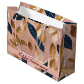 Grand Sac Cadeau Blush Rose or Boho Feuilles Collection populaire (Devant Angle)