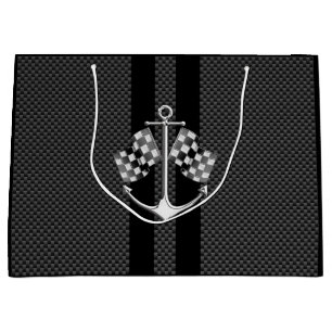 Grand Sac Cadeau Boat Racing Nautique À damiers Carbon Fiber Style
