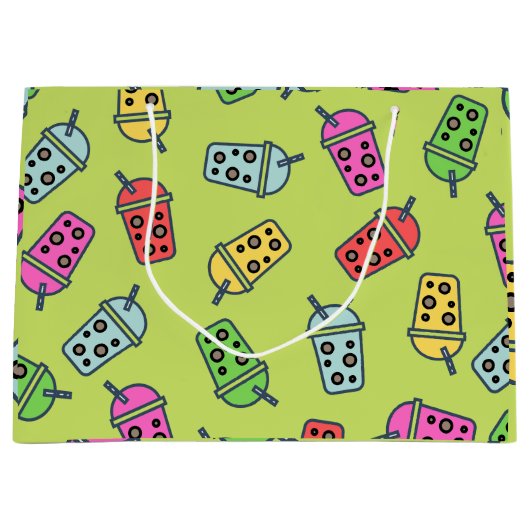 Grand Sac Cadeau Boba Bubble Tea Motif (Devant)