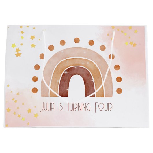 Grand Sac Cadeau Boho aquarelle arc-en-ciel (Devant)